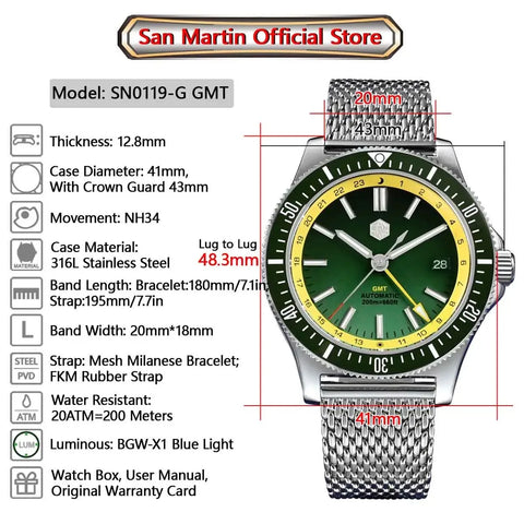 San Martin – 41MM GMT Diver